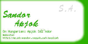 sandor apjok business card